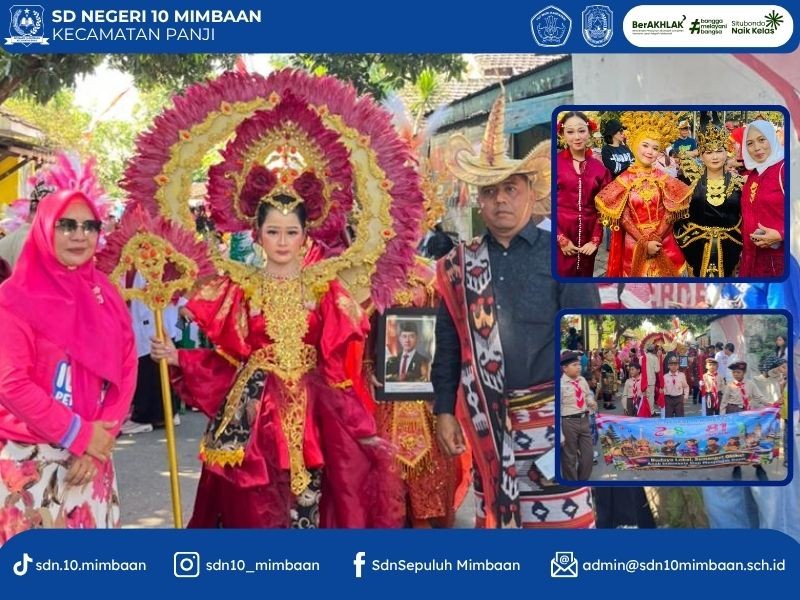 Semarak Pawai Budaya SD Negeri 10 Mimbaan Sambut HARJAKASI 208 dan HUT RI ke-81
